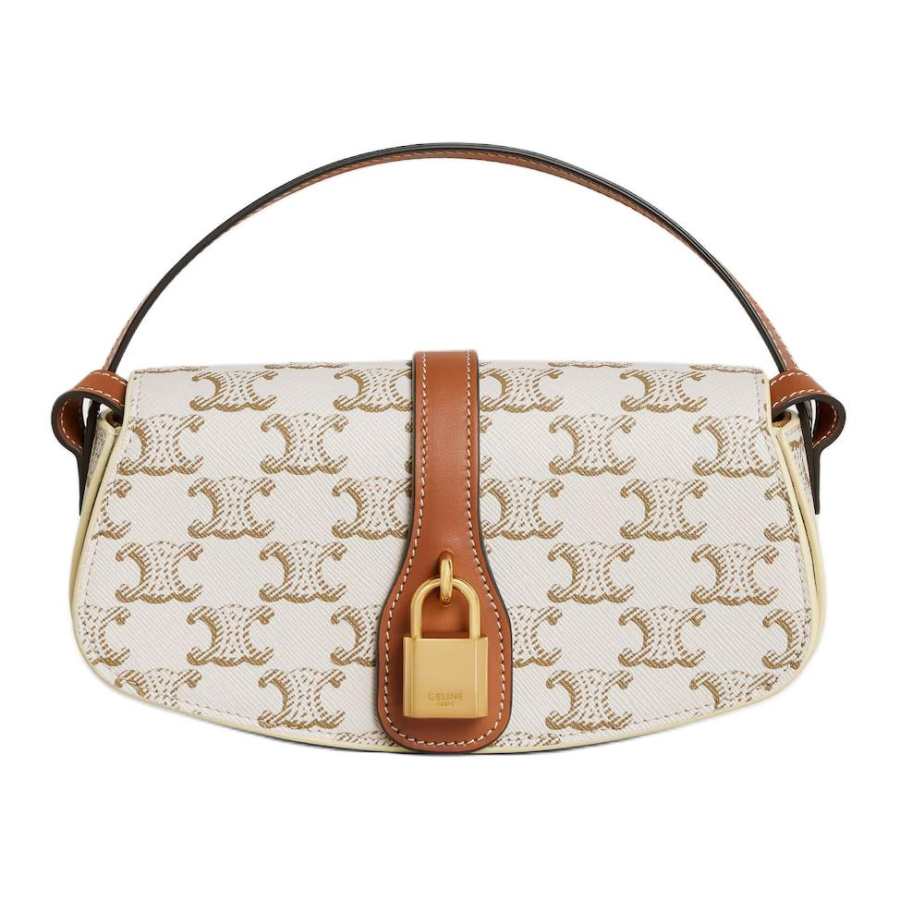 CELINE Tabou Cow Leather Crossbody Bag, Shoulder Bag Mini Women's White