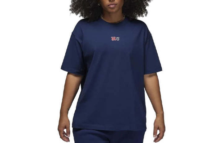 Jordan Jordan T Shirts Women's Blue Crew Neck Moderate Straight Fit