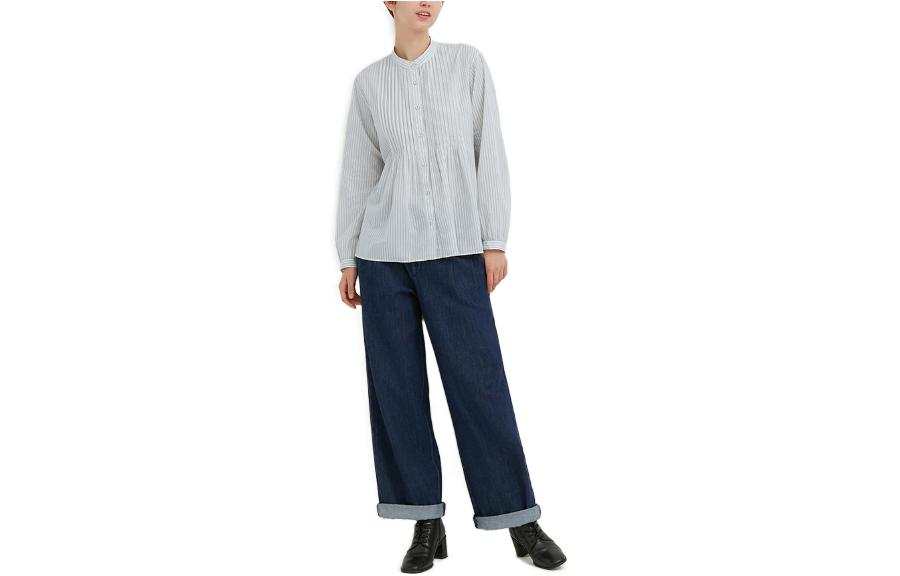 UNIQLO Shirts Women's Pink/Blue Crew Neck Moderate Other