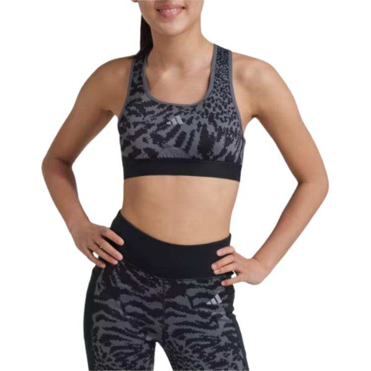Adidas Adidas POWER REACT SPORTS BRA KIDS' Underwear Grey/Black/Reflective Silver Children Aged 3 7 Years Old