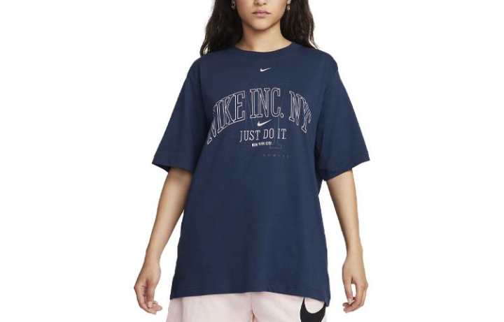 Nike Nike Sportswear Essentials Drop Shoulder Sleeve T Shirt Women's Marine Blue