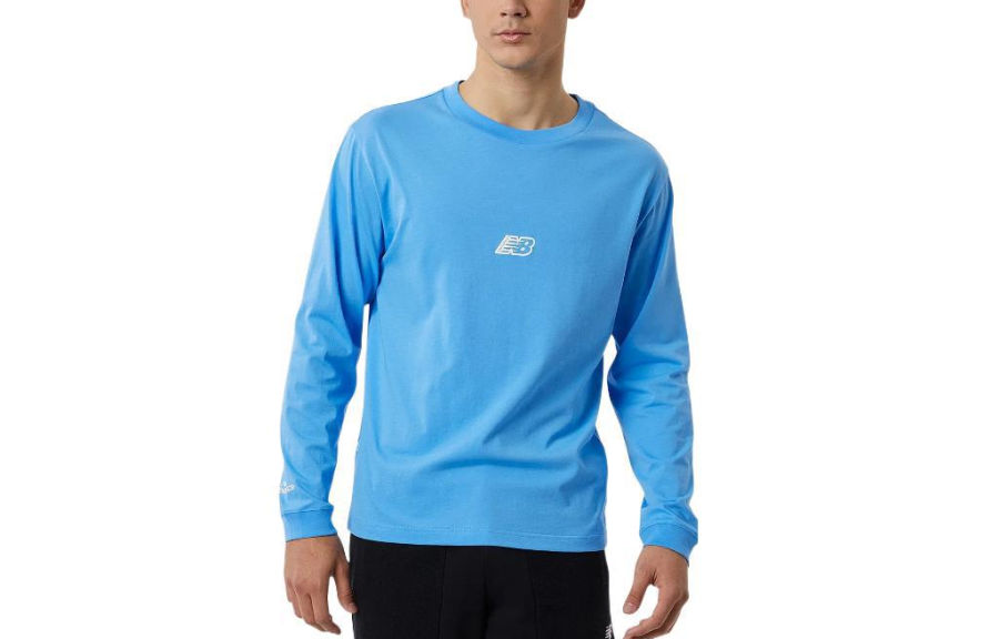 New Balance New Balance T Shirts Men's Blue Crew Neck Moderate Straight Fit