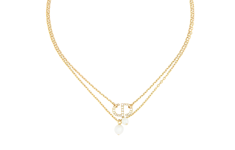DIOR Resin, Faux Crystal Necklaces Women's Gold