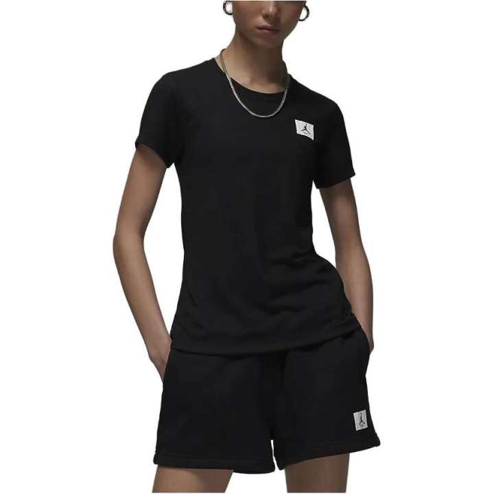 Jordan Jordan T Shirts Women's Black Crew Neck Moderate Straight Fit