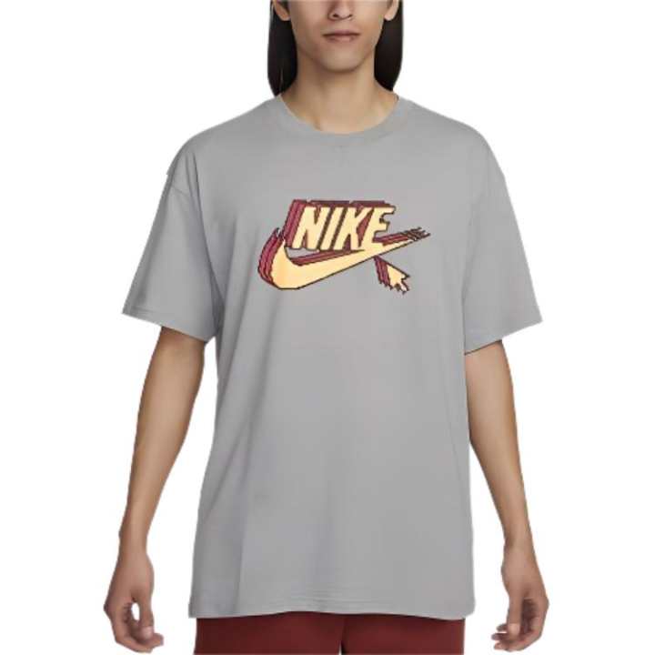 Nike Nike T Shirts Men's Gray Crew Neck Moderate Straight Fit