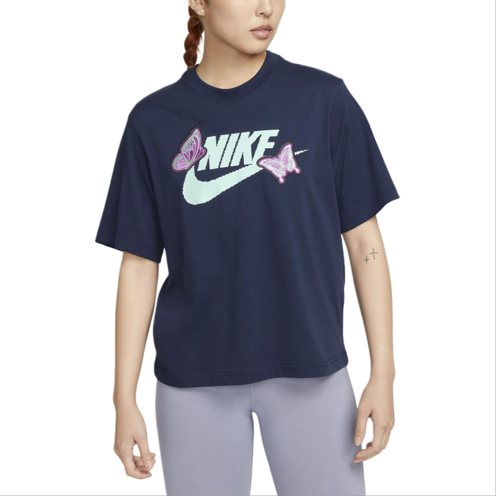 Nike Nike Women'ss Butterfly Print Crewneck T-Shirt Navy