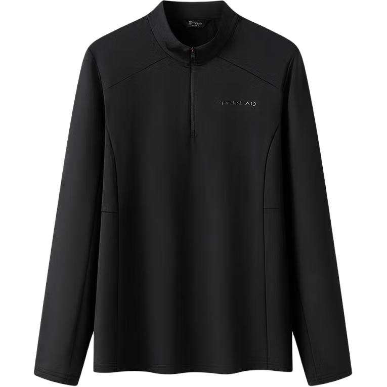 TOREAD T Shirts Women's Black Stand Collar Moderate Straight Fit