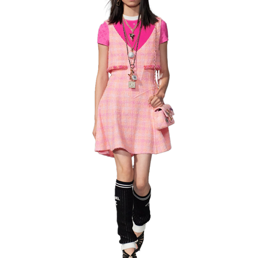 CHANEL Sleeveless Dress Women's Pink