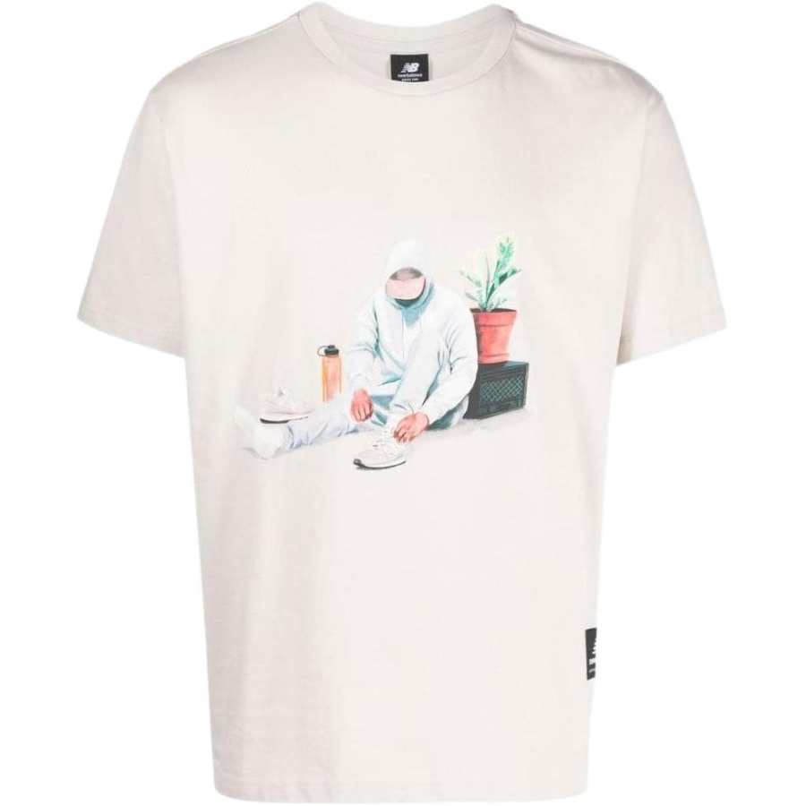 New Balance New Balance T Shirts Men's White Crew Neck Moderate Straight Fit