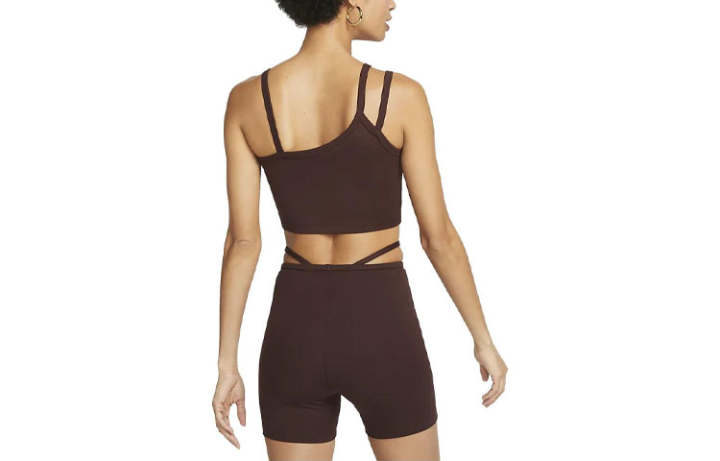 Nike Nike Tank Tops Women's Brown Collarless Moderate Asymmetrical Shoulder