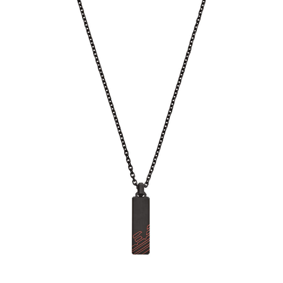 EMPORIO ARMANI Steel Necklaces Men's Black Red