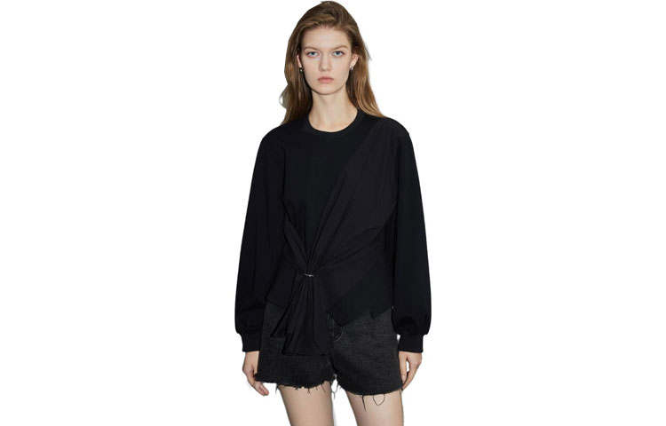 ELLE Sweatshirts Women's Black Crew Neck Moderate Other