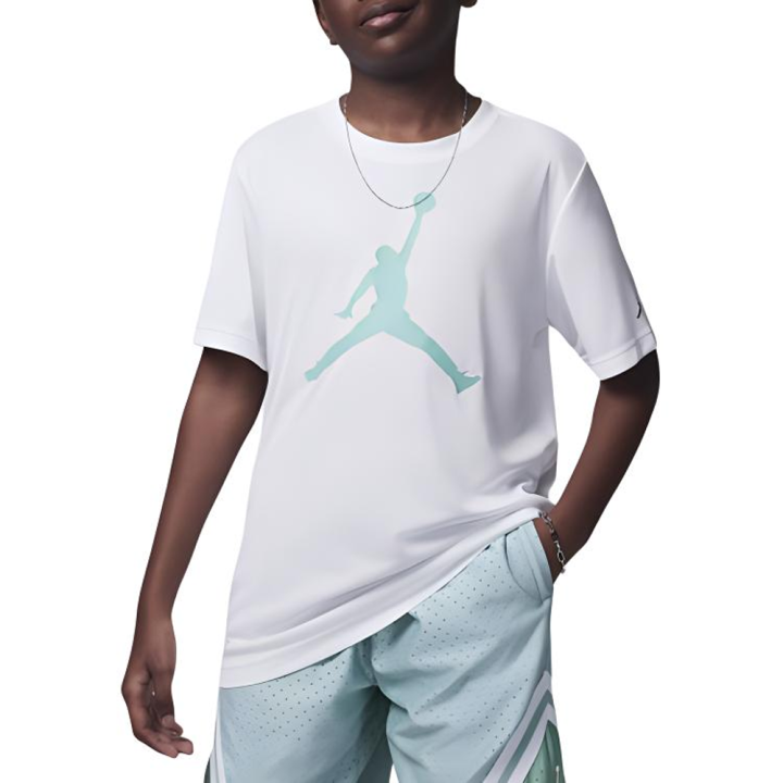 Jordan Jordan T Shirt White/Rising Emerald Green Children Aged 3 7 Years Old