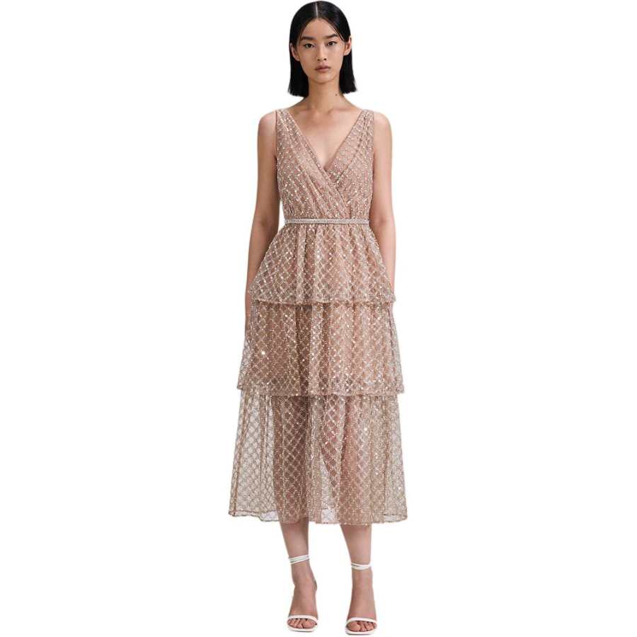 Self-portrait Self portrait Sleeveless Dress Women's Ivory White