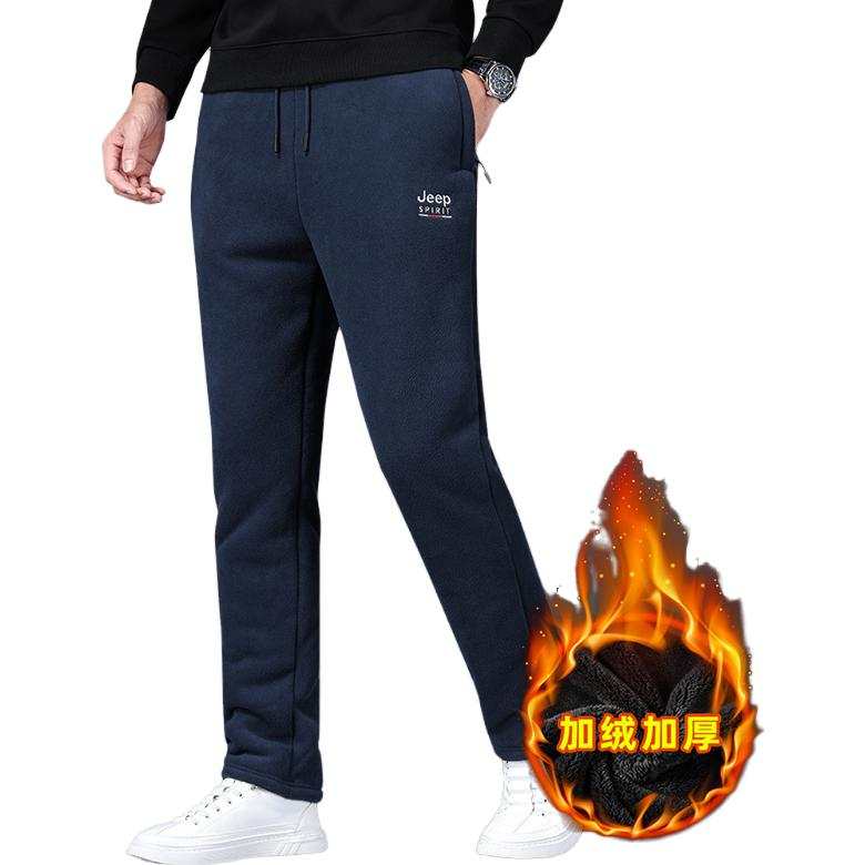 JEEP SPIRIT Casual Pants Men's Thickened And Fleece Lined Pencil Pants