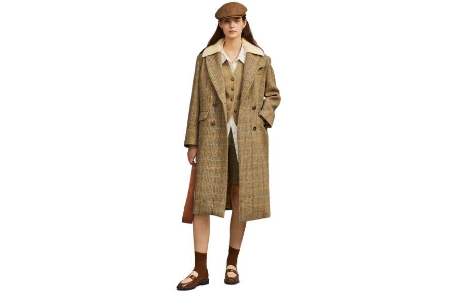 ELLE Coats Women's Khaki Suit Collar Moderate