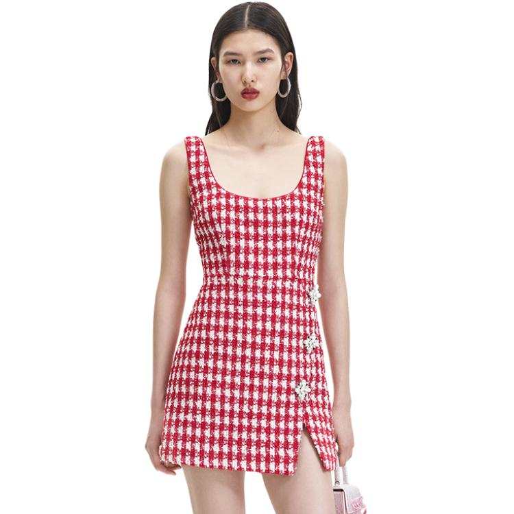 Self-portrait Self portrait Sleeveless Dress Women's Red And Pink Plaid