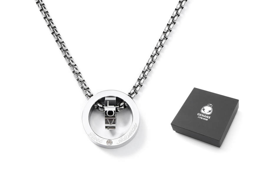 GENANX Titanium Steel Necklaces Unisex Silver White