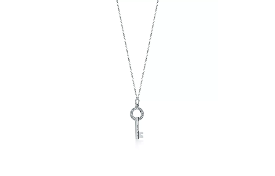 TIFFANY & CO. Keys 18K White Gold With Diamond Necklaces Women's Silver
