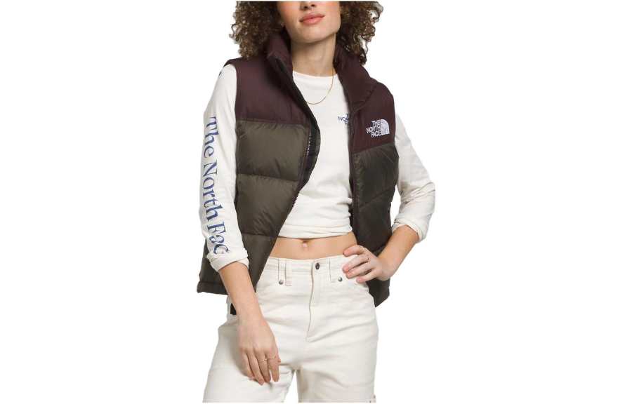 THE NORTH FACE Down Vests Women's Green Stand Collar Moderate