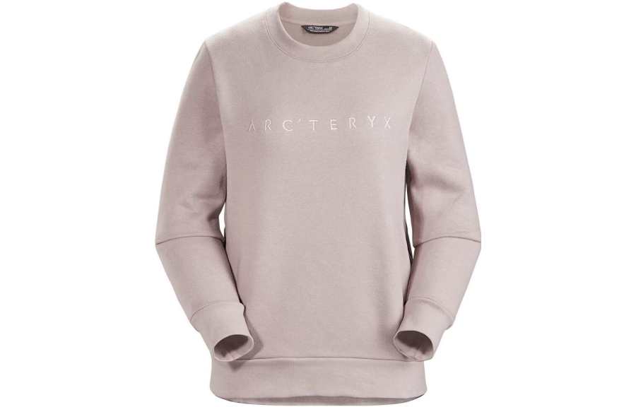 Arcteryx Arc'teryx Arc'teryx Word Crew Women's Letter Embroidery Fleece Lined Pullover Sweatshirt Women's Pink