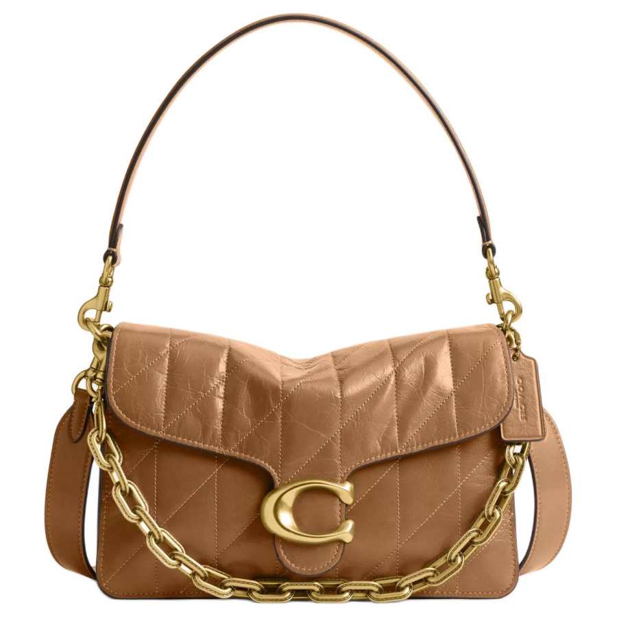 COACH ChainTabby Cow Leather Shoulder Bag Medium Women's Mel Brown