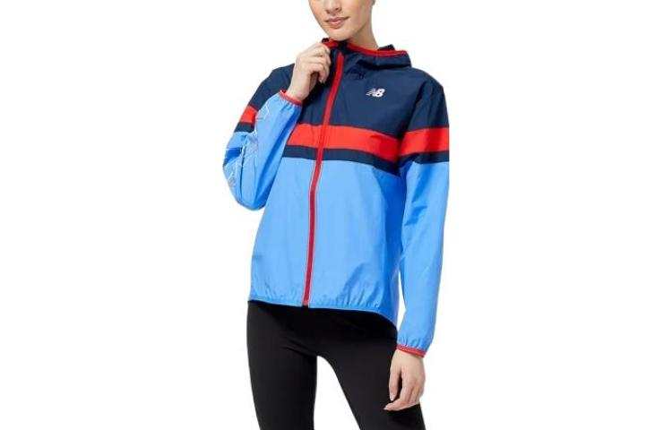 New Balance New Balance Jackets Women's Blue Hooded Moderate Straight Fit