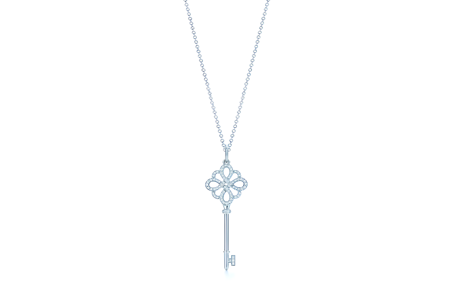 TIFFANY & CO. 18K White Gold With Diamond Necklaces Unisex Silver