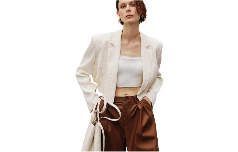 ELLE Cropped Coats Women's Suit Collar Moderate