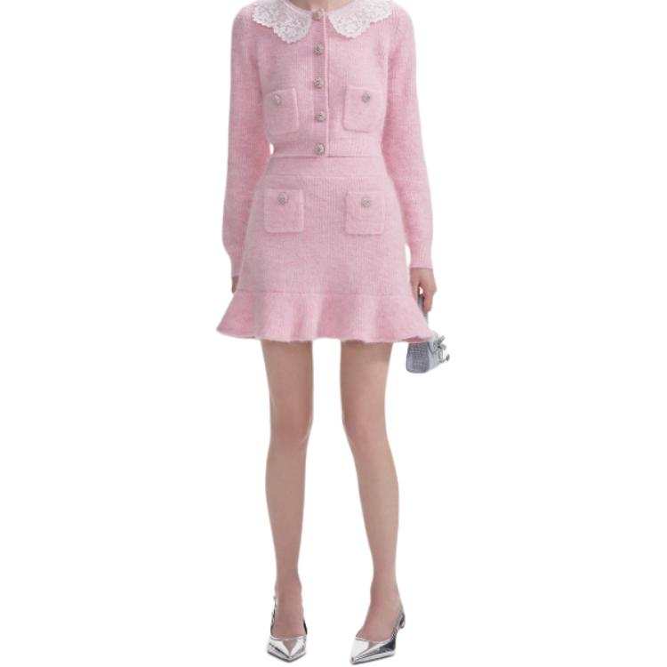 Self-portrait knitted mini skirt