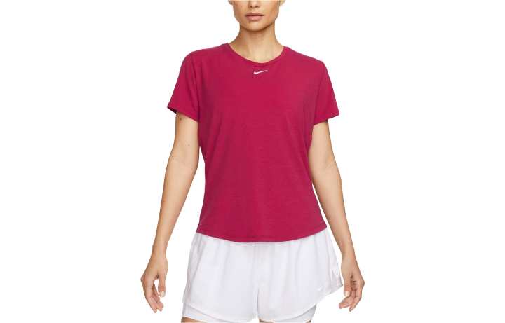 Nike Nike Dri Fit T Shirts Women's Red Crew Neck Moderate Straight Fit