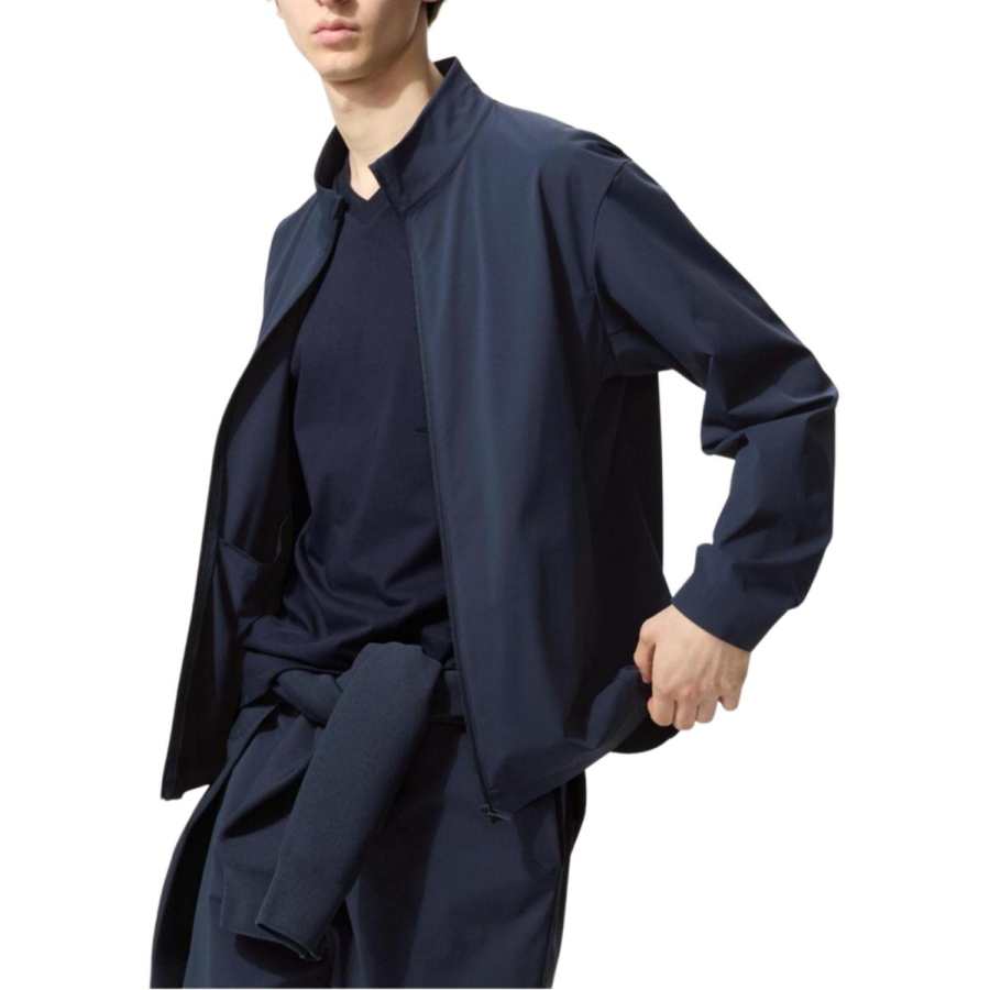 UNIQLO Jackets Unisex Navy Blue Stand Collar Moderate Other