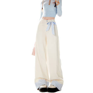 JUFU Casual Pants Women's Moderate Wide Leg Pants