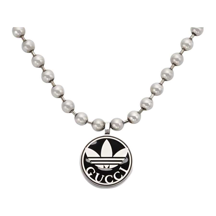 GUCCI Adidas X Gucci Collaboration Collection 925 Sterling Silver Necklaces Women's Silver/Black