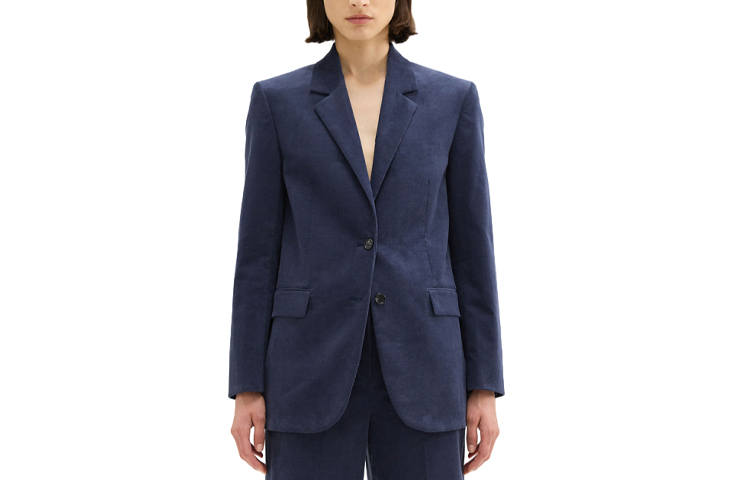 THEORY Business Suits Women's Deep Sea Blue Suit Collar Moderate Other