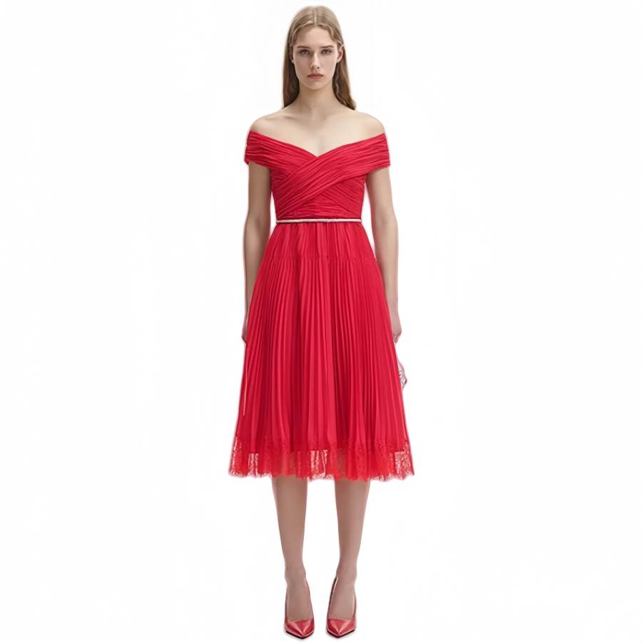 Self-portrait Self portrait Short Sleeved Dress Women's Red