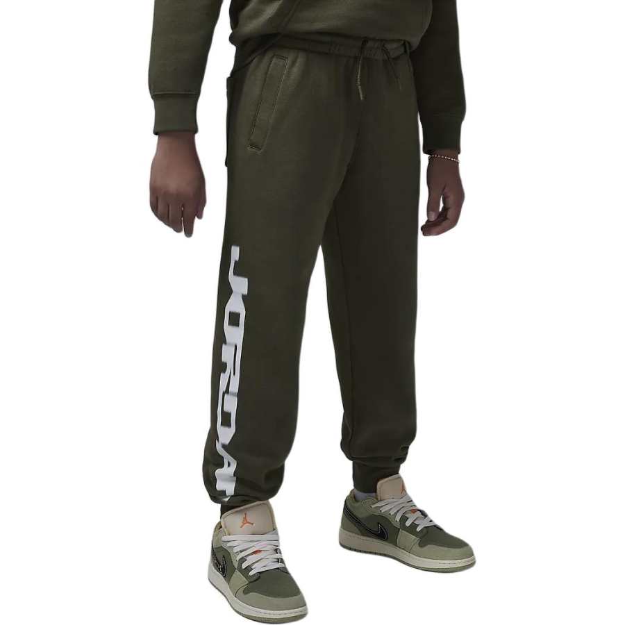 Jordan Jordan MJ Flight MVP Brand Logo Letter Fleece Lined Knitted Fabric Full Length Pants Medium Olive Green Teenagers