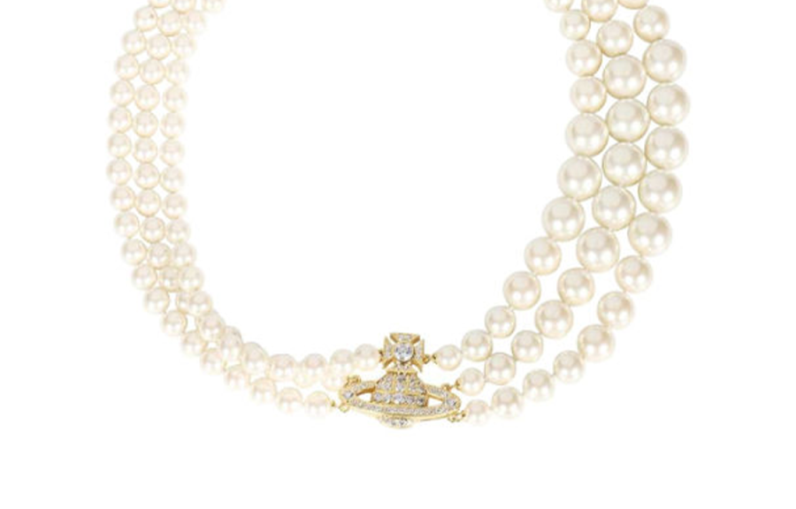 Vivienne Westwood Brass Necklaces Women's Pearl White