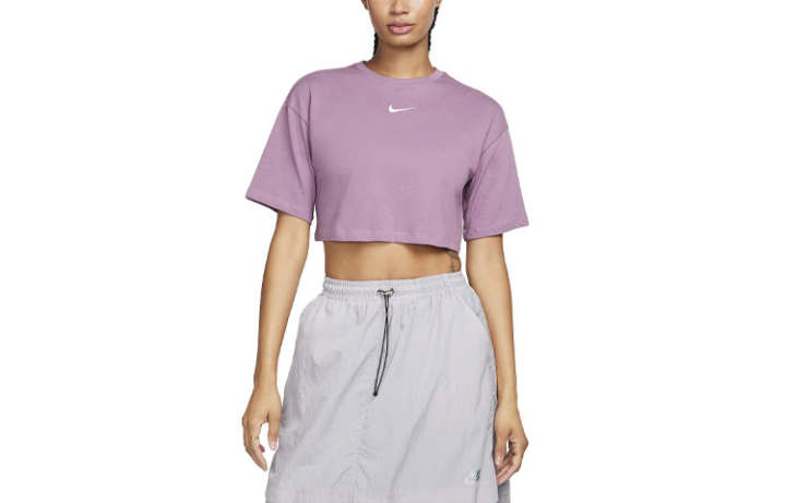Nike Nike T Shirts Women's Purple Gray Crew Neck Moderate Straight Fit