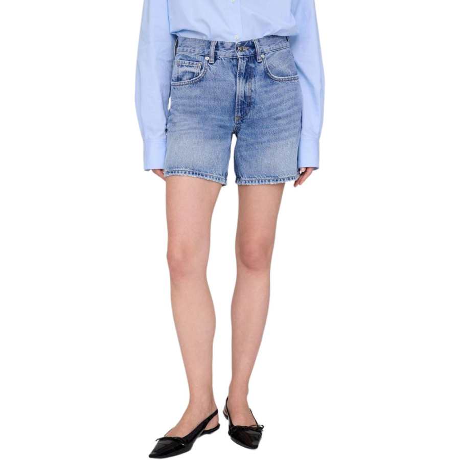 Anine Bing Denim Shorts Women's Light Blue