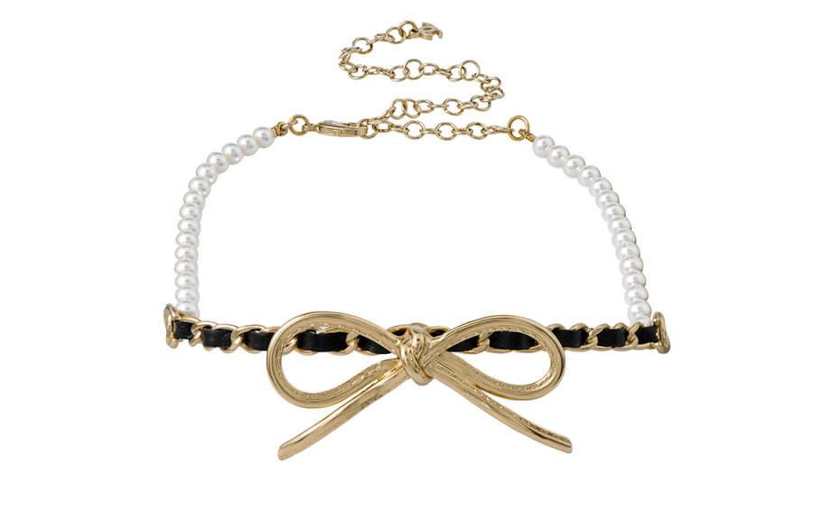 CHANEL Chanel 2022 ribbon pearl necklace
