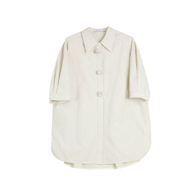 ELLE Shirts Women's Stripes Lapel Moderate Shirt