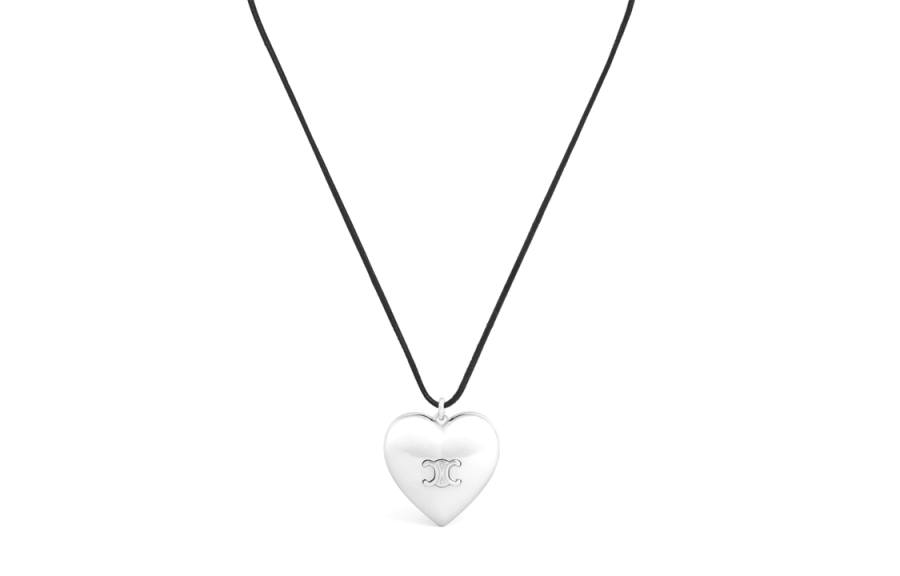 CELINE CELINE Brass, Cotton Necklaces Women's Silver/Black