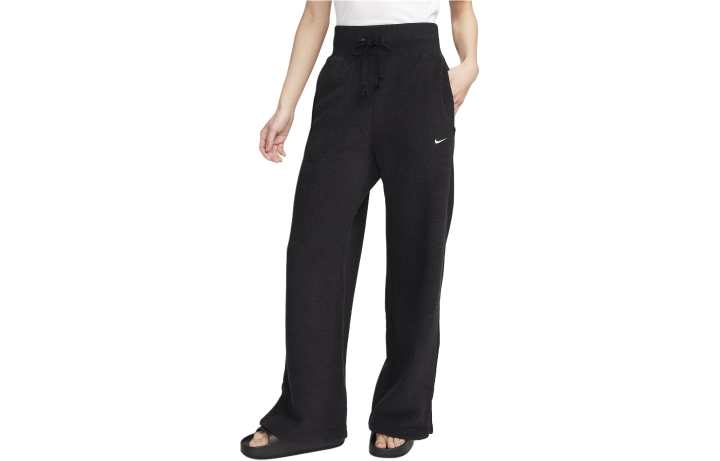 Nike Nike Sportswear Phoenix Plush Solid Color Logo Lace Up Wide Leg Fleece Lined Casual Pants Women's Black
