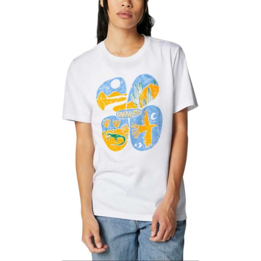 Converse T Shirts Women's White Crew Neck Moderate