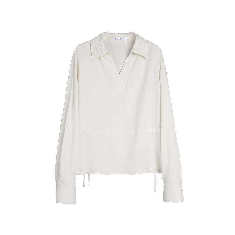 ELLE Shirts Women's Ecru Lapel Moderate Shirt