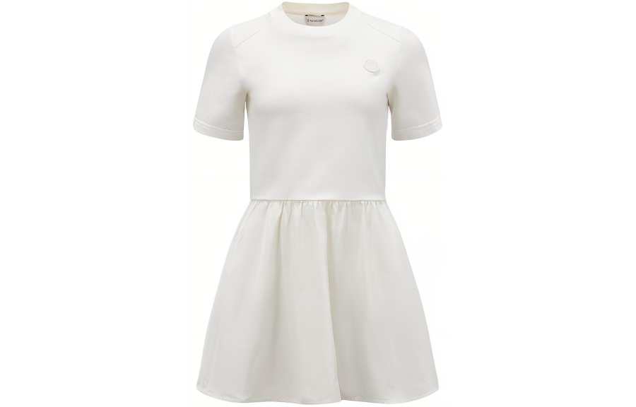 Moncler SS24 Short Sleeved Dress Women's White