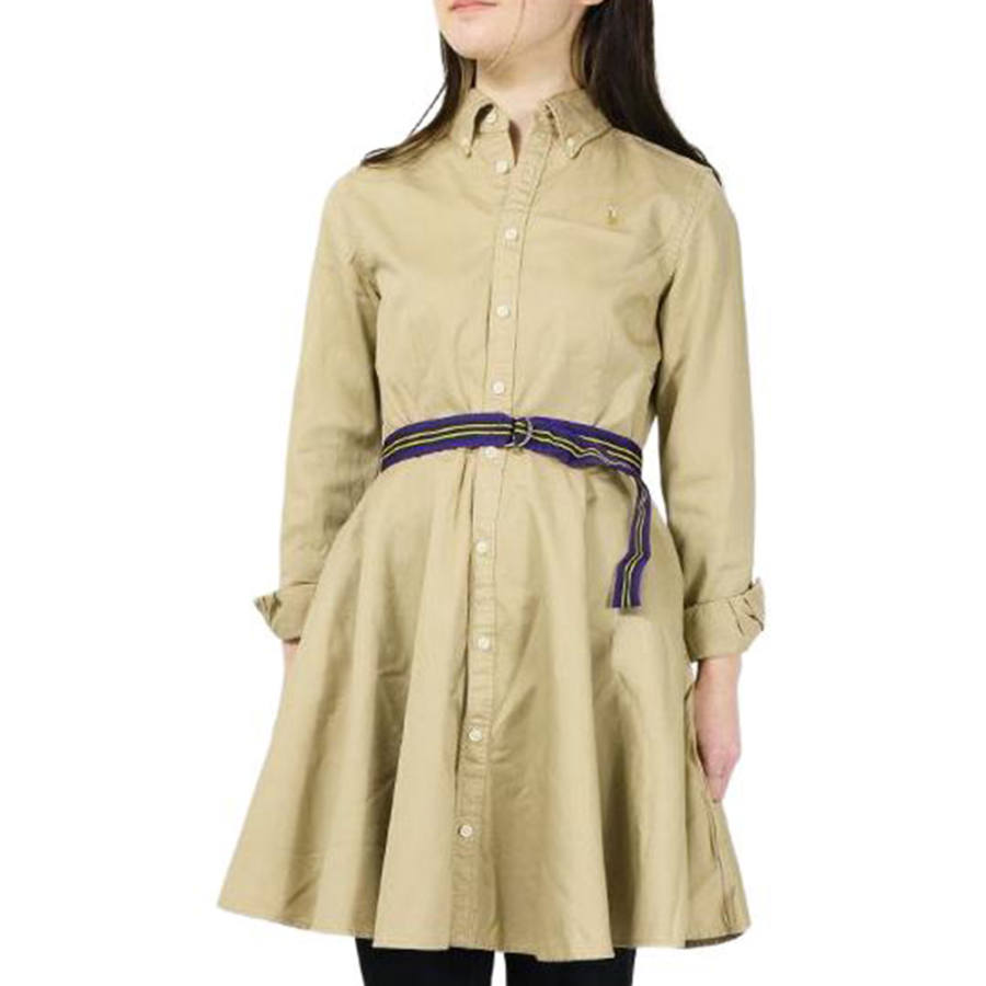 Polo Ralph Lauren Kids' Apparel, Lapel Single Breasted Long Sleeved Dress Kids' Khaki