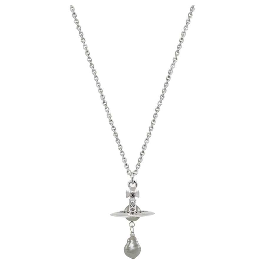 Vivienne Westwood Brand Logo Brass Necklaces Unisex Silver