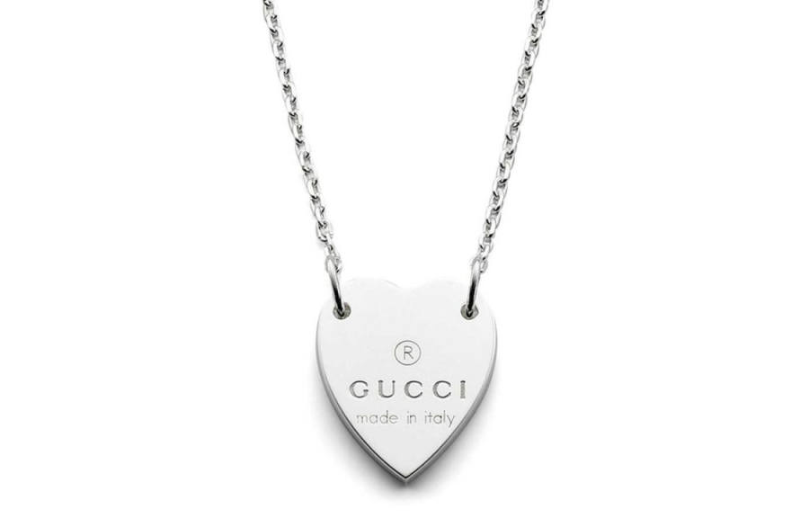 GUCCI Trademark Heart Necklace Silver